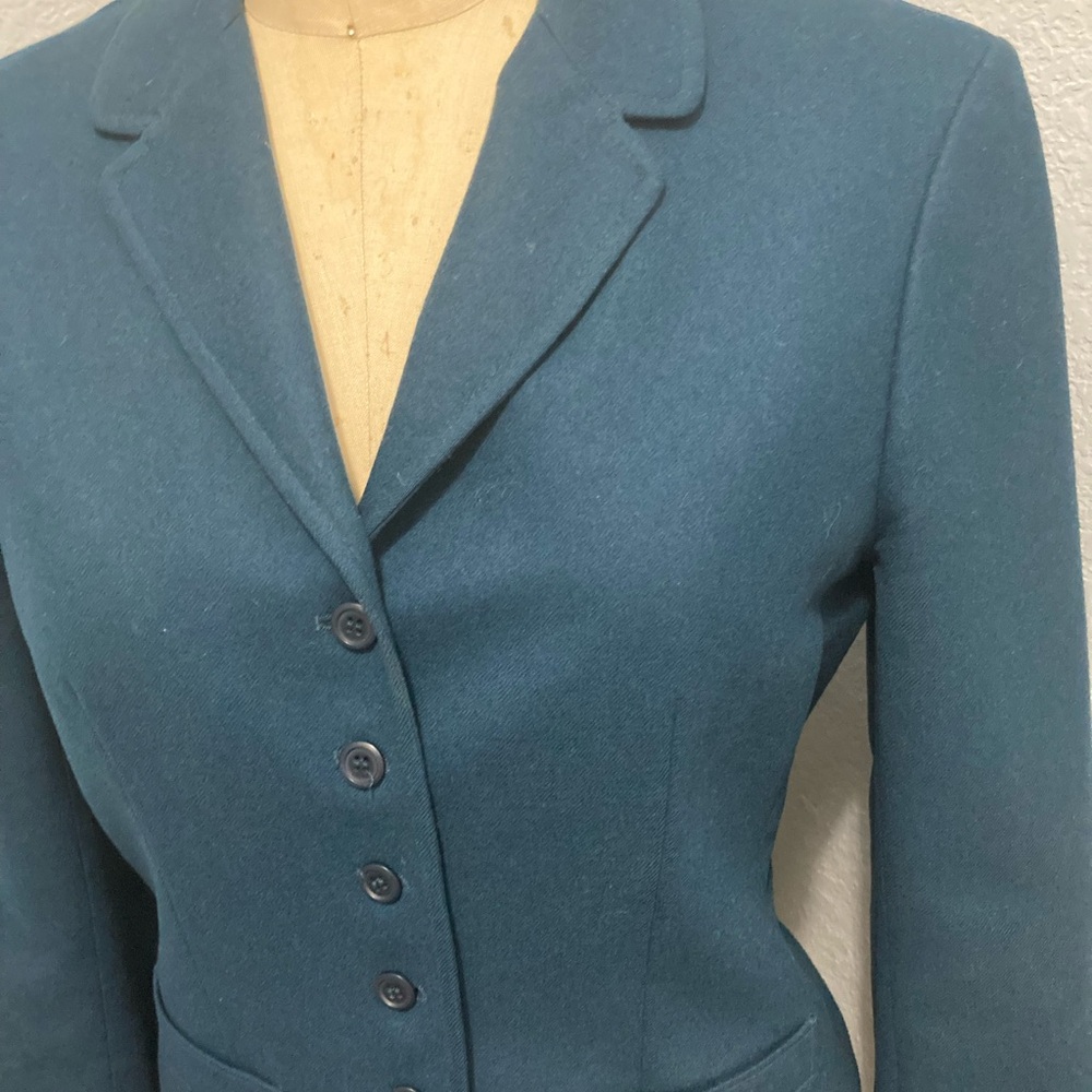 Pendleton Teal Wool Cropped Blazer Small Petite V… - image 2